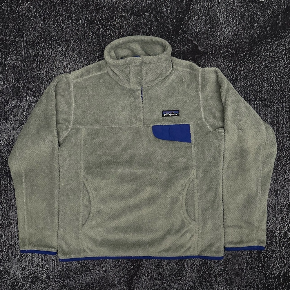 Patagonia Women's Re-Tool Snap-T Fleece Pullover - Grey with Blue Trim SIZE S